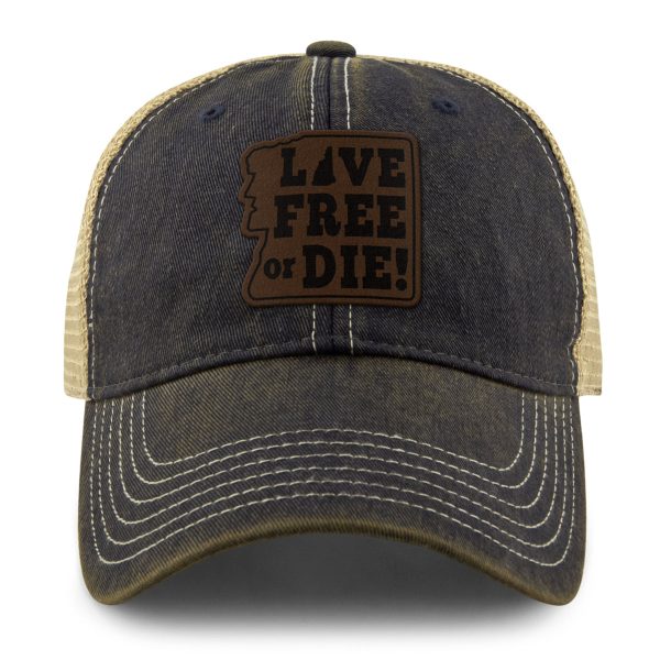 Live Free or Die Leather Patch Dirty Water Trucker Online