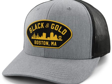 Black & Gold Boston Naval Classic Snapback Trucker For Discount