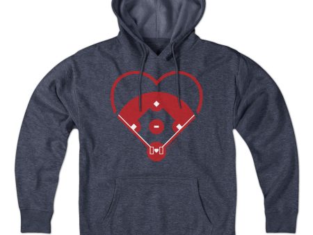 Baseball Diamond Heart Hoodie Cheap