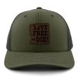 Live Free or Die Leather Patch Classic Snapback Trucker Cheap