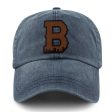 Boston B Skyline Leather Patch Washed Dad Hat Discount