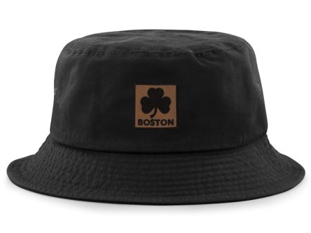 Boston Shamrock Leather Patch Bucket Hat Hot on Sale