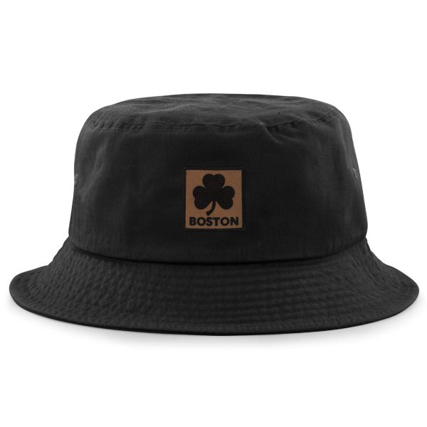 Boston Shamrock Leather Patch Bucket Hat Hot on Sale