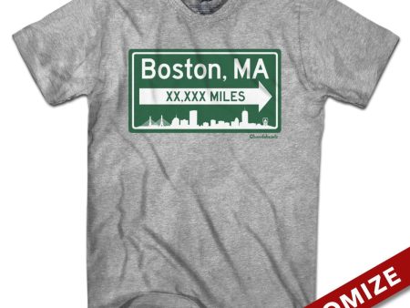 Custom Miles to Boston Sign T-Shirt For Cheap