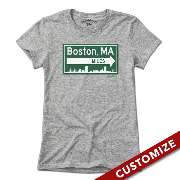 Custom Miles to Boston Sign T-Shirt For Cheap