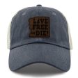 Live Free or Die Leather Patch Relaxed Trucker Online Sale