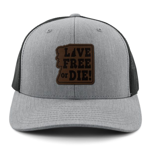 Live Free or Die Leather Patch Classic Snapback Trucker Cheap