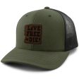 Live Free or Die Leather Patch Classic Snapback Trucker Cheap