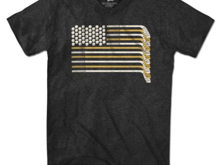 Black & Gold Boston Hockey Flag T-Shirt For Discount