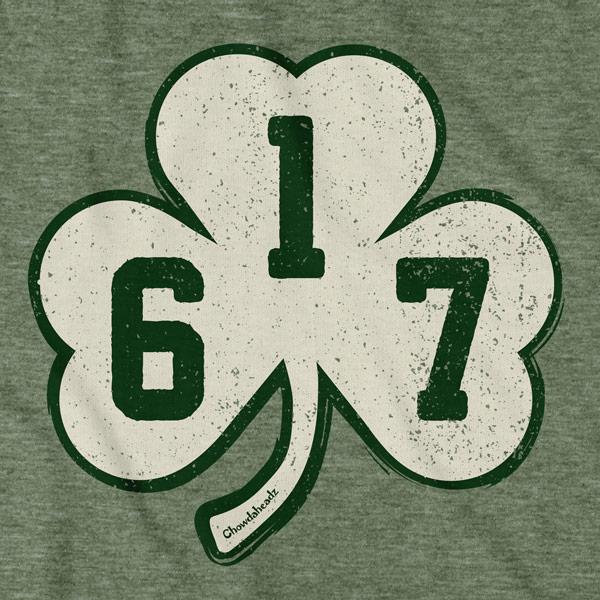 Distressed 617 Shamrock T-Shirt For Sale