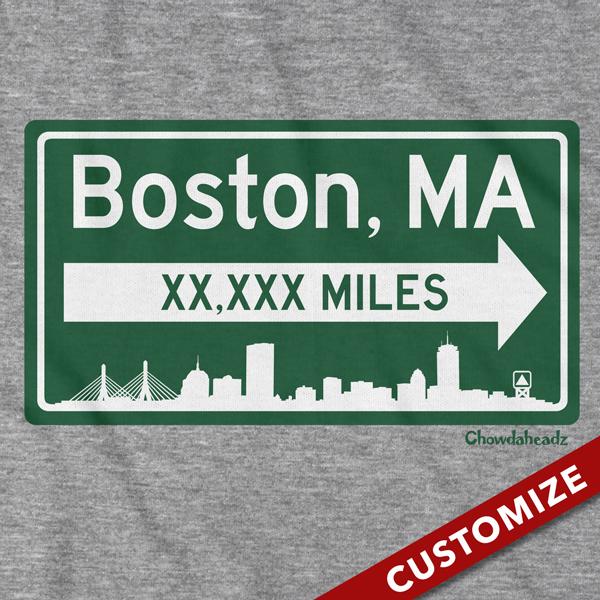 Custom Miles to Boston Sign T-Shirt For Cheap