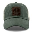 Live Free or Die Leather Patch Relaxed Trucker Online Sale