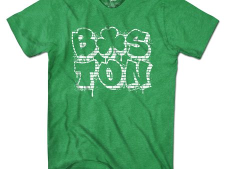 Boston Shamrock Stacked Graffiti T-Shirt For Sale