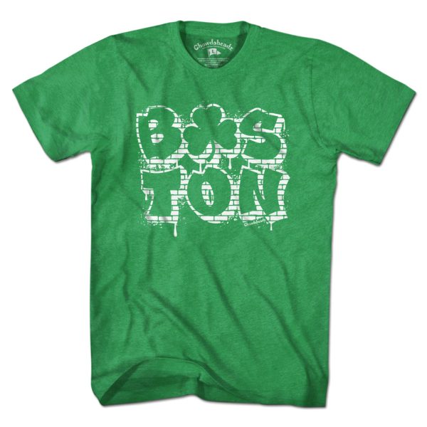 Boston Shamrock Stacked Graffiti T-Shirt For Sale