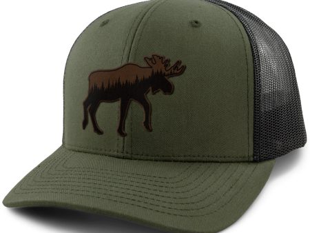 Moose Tree Skyline Leather Patch Classic Snapback Trucker Hot on Sale