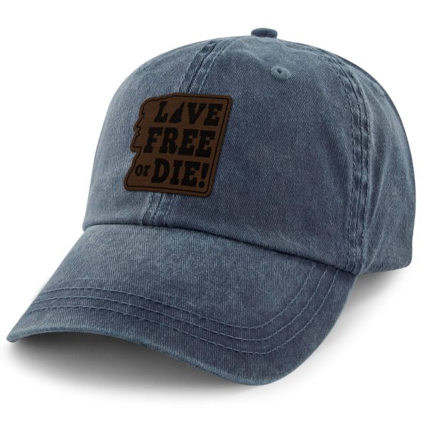 Live Free or Die Leather Patch Washed Dad Hat Online Sale