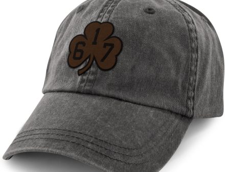 617 Shamrock Leather Patch Washed Dad Hat Hot on Sale