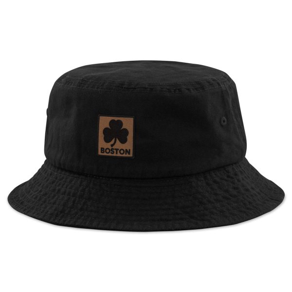 Boston Shamrock Leather Patch Bucket Hat Hot on Sale