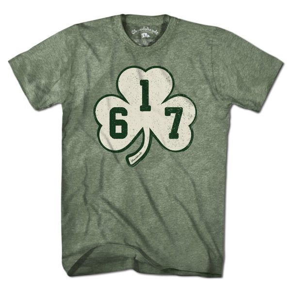 Distressed 617 Shamrock T-Shirt For Sale