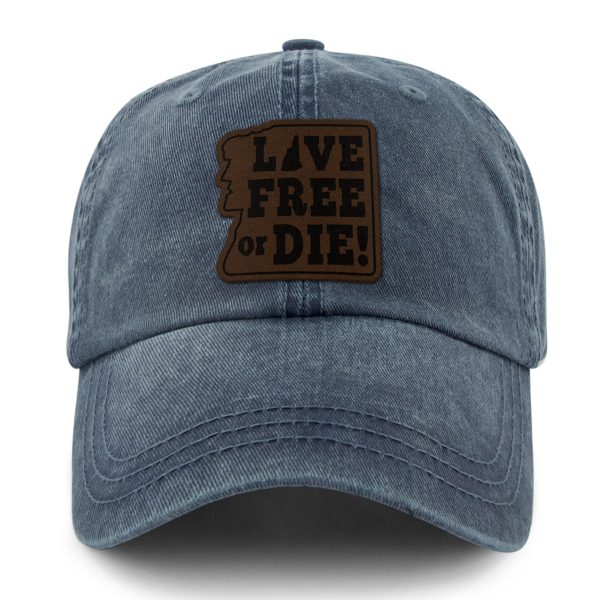 Live Free or Die Leather Patch Washed Dad Hat Online Sale