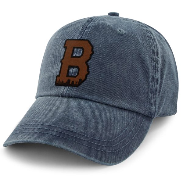 Boston B Skyline Leather Patch Washed Dad Hat Discount