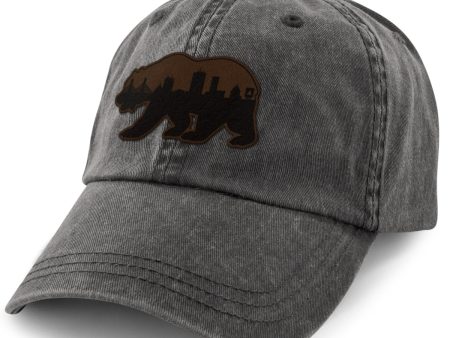 Boston Bear Skyline Leather Patch Washed Dad Hat Discount