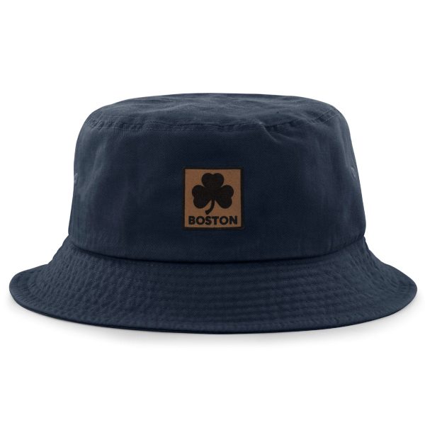 Boston Shamrock Leather Patch Bucket Hat Hot on Sale