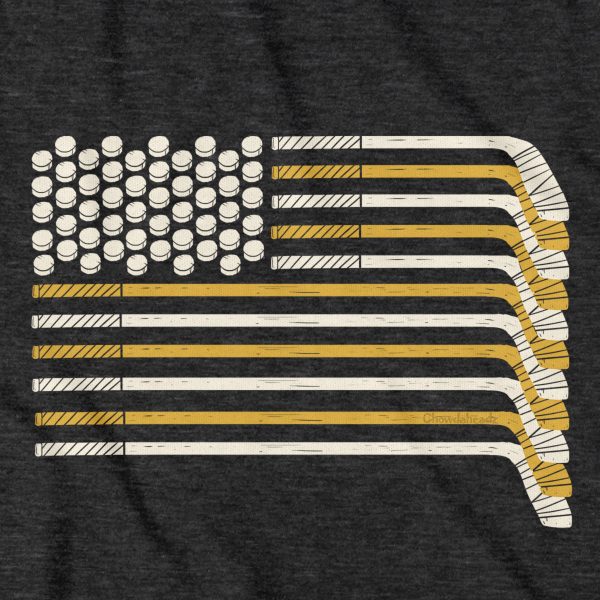 Black & Gold Boston Hockey Flag T-Shirt For Discount