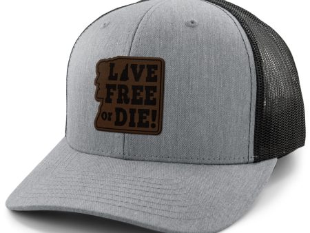 Live Free or Die Leather Patch Classic Snapback Trucker Cheap