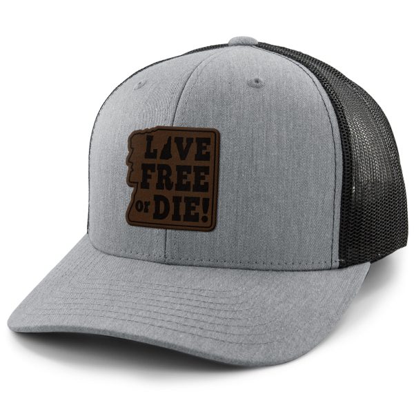 Live Free or Die Leather Patch Classic Snapback Trucker Cheap