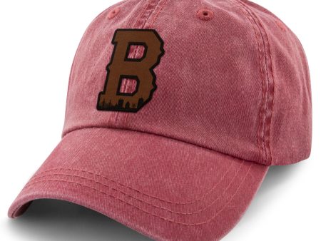 Boston B Skyline Leather Patch Washed Dad Hat Discount