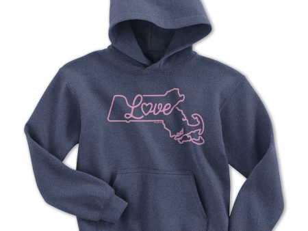 Love Massachusetts Script Youth Hoodie Cheap