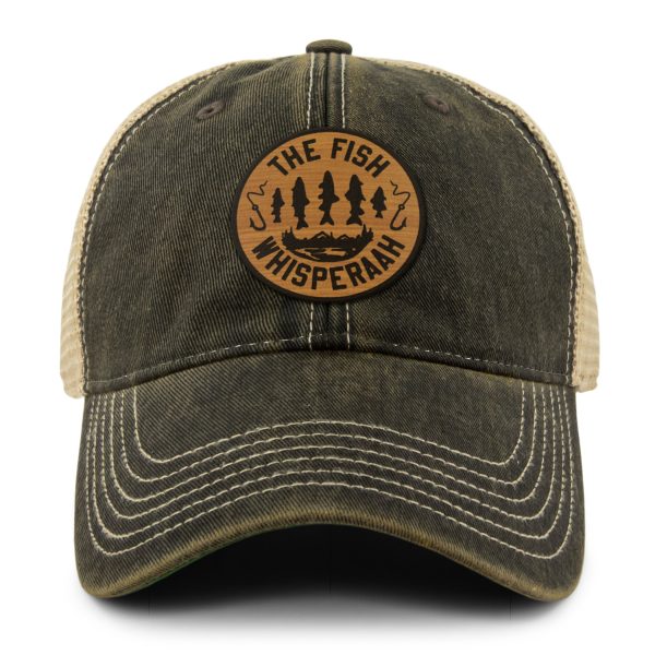 Fish Whisperaah  Wood Grain  Patch Dirty Water Trucker on Sale