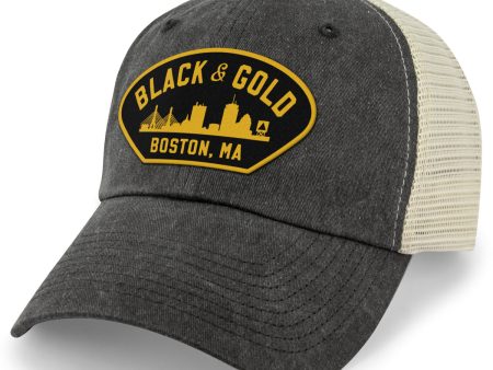 Black & Gold Boston Naval Patch Relaxed Trucker Online