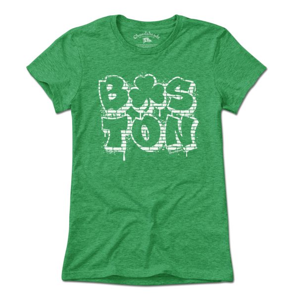 Boston Shamrock Stacked Graffiti T-Shirt For Sale