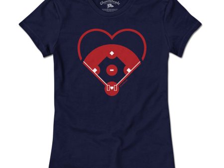 Baseball Diamond Heart T-Shirt For Sale