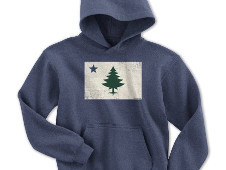 Vintage Maine Flag Youth Hoodie Discount