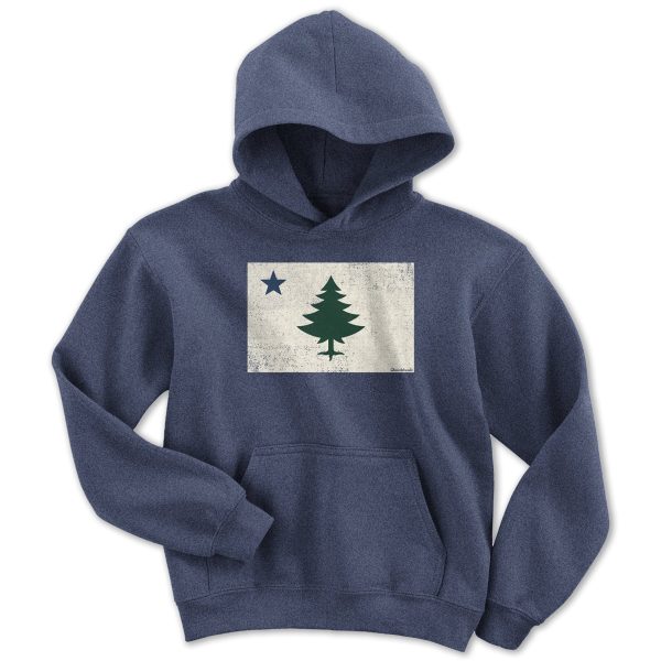 Vintage Maine Flag Youth Hoodie Discount