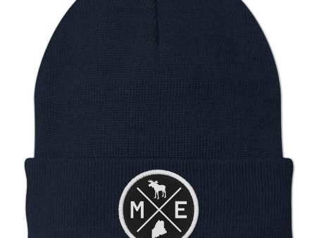 Maine Circle Emblem Patch Cuff Knit Discount