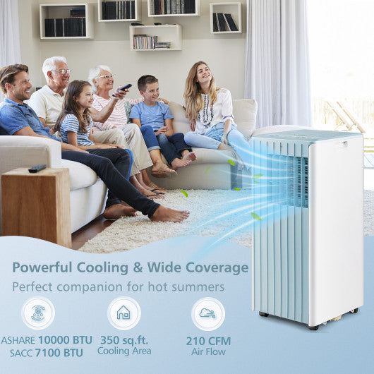 3-in-1 10000 BTU Air Conditioner with Humidifier and Smart Sleep Mode-Blue Fashion