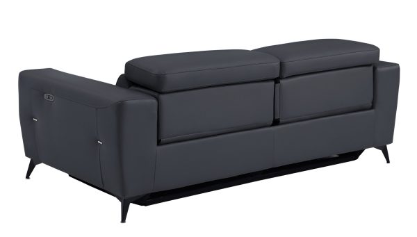 83  Gray Italian Leather USB Reclining Sofa With Black Legs Sale