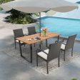 5 Pieces Patio Rattan Dining Set with Umbrella Hole and Seat Cushions Sale