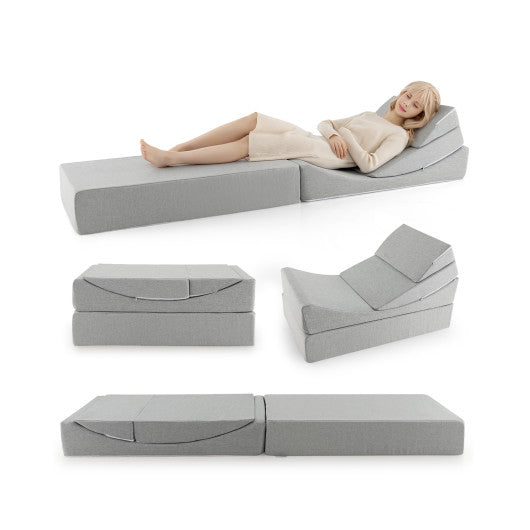 4-in-1 Convertible Folding Sofa Bed with High-Density Foam-Gray Online Sale