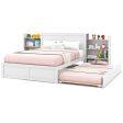 Twin Full Kids Wooden Platform Bed with Trundle Storage Headboard-Full Size Online