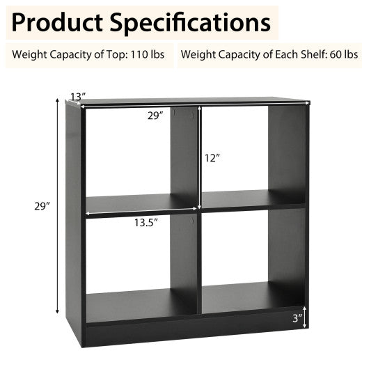 4-Cube Kids Bookcase with Open Shelves-Black For Discount