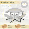 8-Person Outdoor Picnic Table and Bench Set with Umbrella Hole-Gray Supply