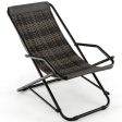 Outdoor Patio PE Wicker Rocking Chair with Armrests and Metal Frame-Gray For Cheap