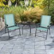 2 Set of Patio Dining Chair with Armrests and Metal Frame-Light Green Discount