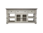 60  Ivory Solid Wood Open shelving Distressed TV Stand For Discount