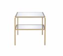 23  Gold And Clear Glass End Table With Two Shelves Online